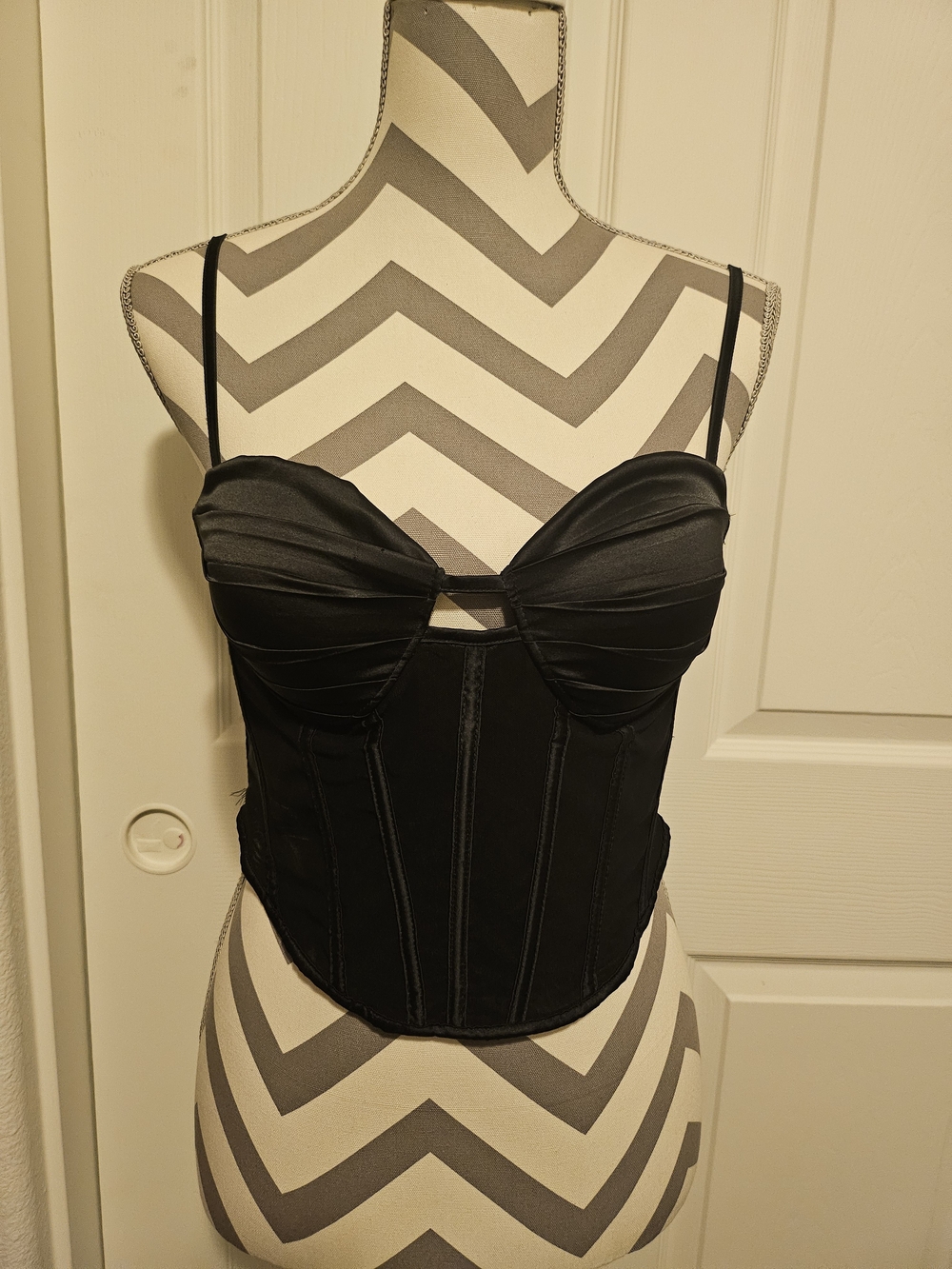 Say What? Black Satin Bustier Top